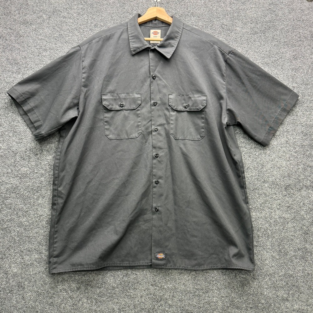 Dickies 1574CH Work Shirt Mens 2XLT Charcoal Gray Short Sleeve Pocket Casual